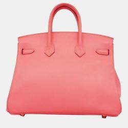 Hermes Rose Azalee Swift Leather Birkin 25 Tote Bag