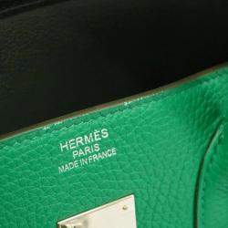 Hermes Vert Vertigo Fonce Taurillon Clemence Birkin Verso Stamp Handbag