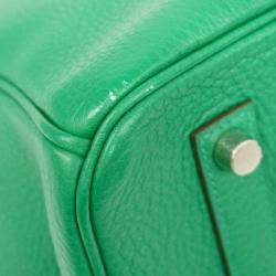 Hermes Vert Vertigo Fonce Taurillon Clemence Birkin Verso Stamp Handbag