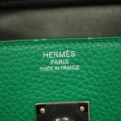 Hermes Vert Vertigo Fonce Taurillon Clemence Birkin Verso Stamp Handbag