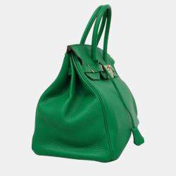 Hermes Vert Vertigo Fonce Taurillon Clemence Birkin Verso Stamp Handbag