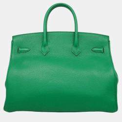 Hermes Vert Vertigo Fonce Taurillon Clemence Birkin Verso Stamp Handbag