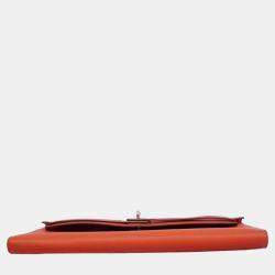 Pre Owned Hermes Sanguine Swift Leather Kelly Cut Clutch Bag