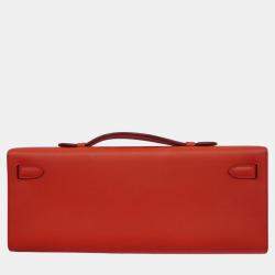 Pre Owned Hermes Sanguine Swift Leather Kelly Cut Clutch Bag