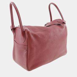 Hermes Burgundy Leather Lindy shoulder bag