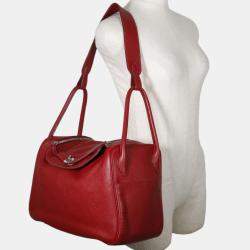 Hermes Burgundy Leather Lindy shoulder bag