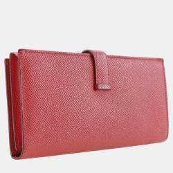 Hermes Red Leather Bearn Wallet