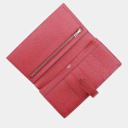 Hermes Red Leather Bearn Wallet