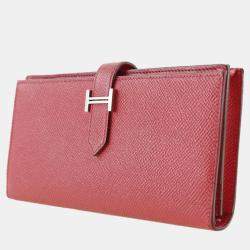 Hermes Red Leather Bearn Wallet