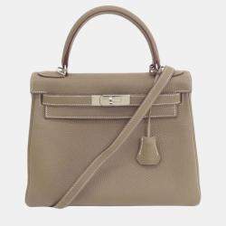 Hermes Etoupe Togo Kelly 28 Handbag