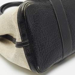 Hermes Beige/Black Toile And Negonda Leather Garden Party 36 Bag