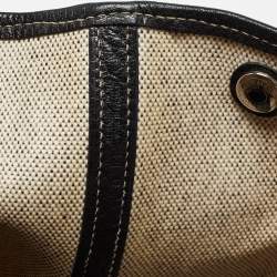 Hermes Beige/Black Toile And Negonda Leather Garden Party 36 Bag