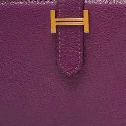 Hermes Anemone Chevre Mysore Leather Bearn Gusset Wallet