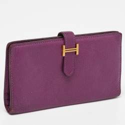Hermes Anemone Chevre Mysore Leather Bearn Gusset Wallet