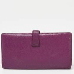 Hermes Anemone Chevre Mysore Leather Bearn Gusset Wallet