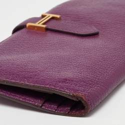 Hermes Anemone Chevre Mysore Leather Bearn Gusset Wallet