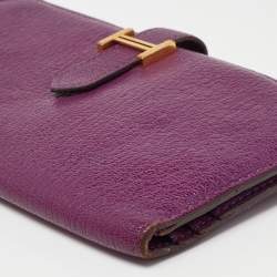 Hermes Anemone Chevre Mysore Leather Bearn Gusset Wallet