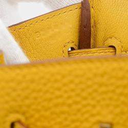 Hermes Jaune Ambre Togo B Stamp Birkin 25 Handbag