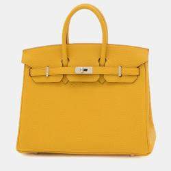 Hermes Jaune Ambre Togo B Stamp Birkin 25 Handbag