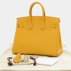 Hermes Jaune Ambre Togo B Stamp Birkin 25 Handbag