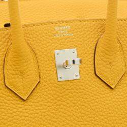 Hermes Jaune Ambre Togo B Stamp Birkin 25 Handbag