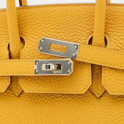 Hermes Jaune Ambre Togo B Stamp Birkin 25 Handbag