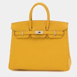 Hermes Jaune Ambre Togo B Stamp Birkin 25 Handbag