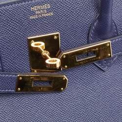 Hermes Blue Saphir Epsom Leather Gold Finish Birkin 35 Bag