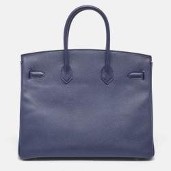 Hermes Blue Saphir Epsom Leather Gold Finish Birkin 35 Bag