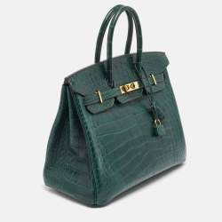 Hermes Vert Fonce Matte Alligator Gold Finish Birkin 35 Bag