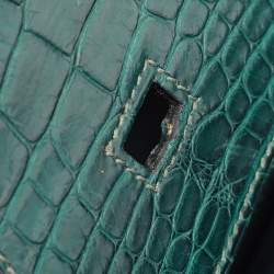 Hermes Vert Fonce Matte Alligator Gold Finish Birkin 35 Bag