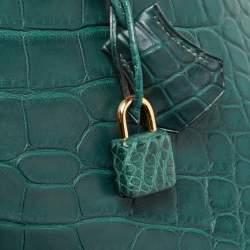 Hermes Vert Fonce Matte Alligator Gold Finish Birkin 35 Bag