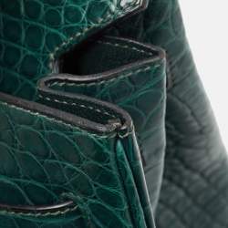 Hermes Vert Fonce Matte Alligator Gold Finish Birkin 35 Bag