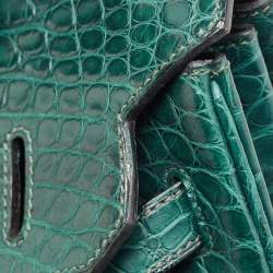 Hermes Vert Fonce Matte Alligator Gold Finish Birkin 35 Bag