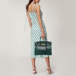 Hermes Vert Fonce Matte Alligator Gold Finish Birkin 35 Bag