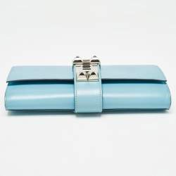 Hermes Celeste Tadelakt Leather Medor Clutch