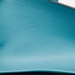 Hermes Celeste Tadelakt Leather Medor Clutch