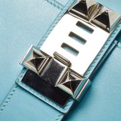 Hermes Celeste Tadelakt Leather Medor Clutch