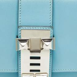 Hermes Celeste Tadelakt Leather Medor Clutch