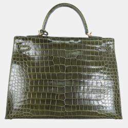Hermes Vert Véronèse Shiny Alligator Kelly 35 Bag