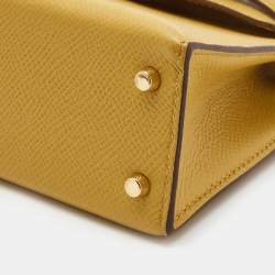 Hermès Jaune Ambre Epsom Leather Gold Finish Mini Kelly II Sellier 20 Bag