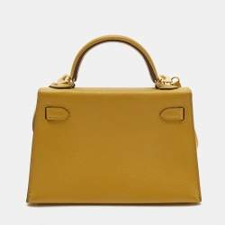 Hermès Jaune Ambre Epsom Leather Gold Finish Mini Kelly II Sellier 20 Bag