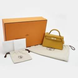 Hermès Jaune Ambre Epsom Leather Gold Finish Mini Kelly II Sellier 20 Bag