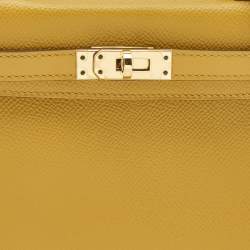Hermès Jaune Ambre Epsom Leather Gold Finish Mini Kelly II Sellier 20 Bag