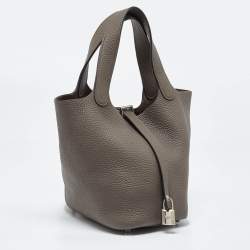 Hermes Etain Taurillon Clemence Leather Picotin Lock 18 Bag