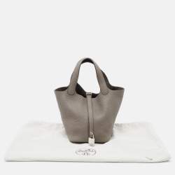 Hermes Etain Taurillon Clemence Leather Picotin Lock 18 Bag