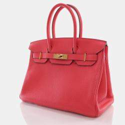 Hermes Rose Jaipur Togo Birkin 30 Handbag