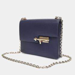 Hermes Bleu Saphir Chevre Mysore Verrou Mini Bag