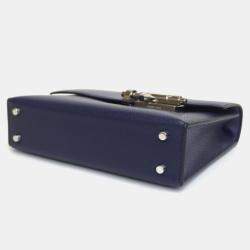 Hermes Bleu Saphir Chevre Mysore Verrou Mini Bag