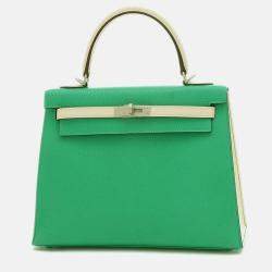 Hermes Mint Mushroom Matte Chevre Kelly Handbag